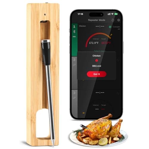 LNN Smart Bluetooth Wireless Meat Thermometer with Probe | Long Range Digital Thermometer for BBQ, Grill, Oven & Smoker | Waterproof, Real-Time Monitoring | for Steak, Chicken, Turkey, Kitchen - Image 1