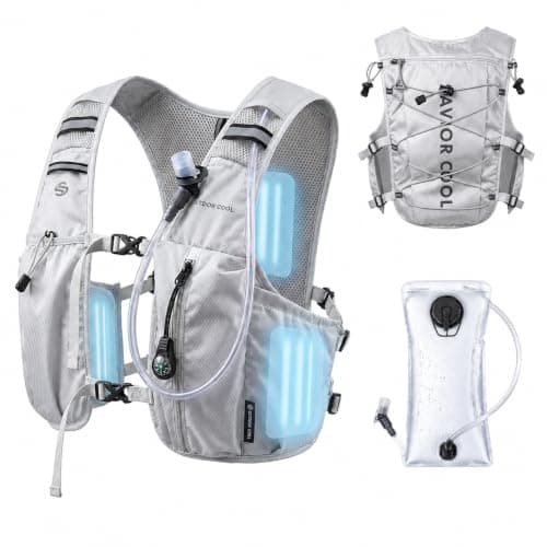 Savior Cool Running Hydration Vest Backpack with 3 Removable Ice Packs, 2L BPA-Free Water Bladder, Adjustable Lightweight 22L Cooling Vest Pack for Running, Trail Running, Hiking, Cycling, Marathon