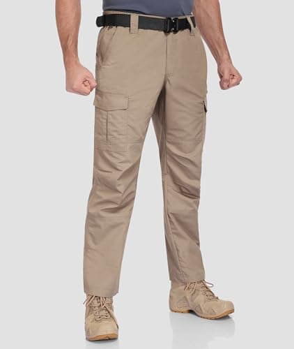 Zoofly Cargo Work Pants for Men Stretch with Pockets Mens Tactical Pants Mechanic Work Pants for Men Water Resistant Khaki 42W*34L - Thumbnail 2