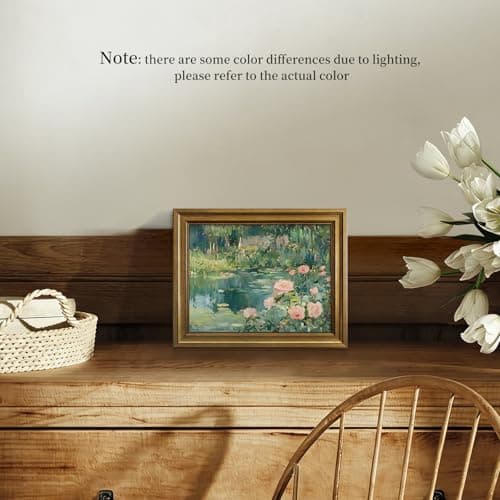 HISPACE Rose Framed Canvas Wall Art,8x10 Inch Vintage Floral Painting for Bedroom Dorm Apartment Classroom Decor,Aesthetic Gift for Women Friends and Family - Thumbnail 4