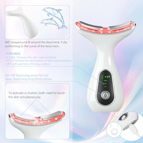 CNBHEABY Facial Massager 7 Color Face Lift Device, White - Thumbnail 3