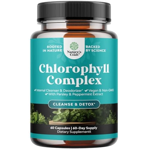 Chlorophyll Capsules for Cleanse and Detox Support - Internal Deodorant Pills for Body Odor with Mint & Parsley Extract Healthy Skin Immunity & Digestive Support - Vegan Non-GMO & Gluten Free (60ct) - Image 1