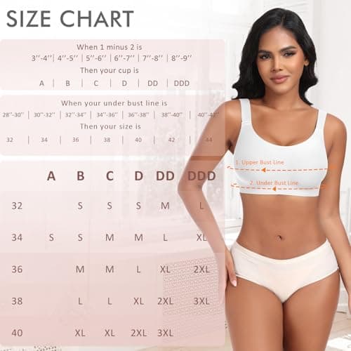 Ganado Seamless Wireless Bras for Women Full Coverage No Underwire Supportive Bras Padded T Shirt Bra Comfort Bralette (White X-Large) - Thumbnail 6