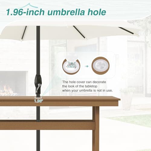 Homenjoy 7 Piece Patio Dining Set, 66" Rectangle HDPS Weather Resistant Outdoor Table & 6 Patio Chairs Set with 1.96" Umbrella Hole, Heavy Duty Chairs for Backyard Balcony Deck, Brown - Thumbnail 4