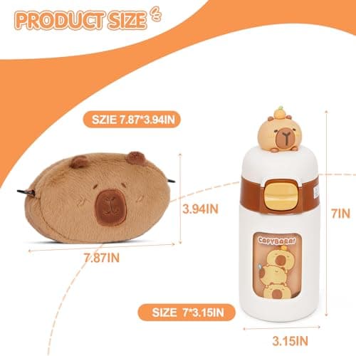 NXNYNZ Capybara Plush for Kids 4 5 6 7 8 9 10+ Year Old Birthday Cute Capybara Plush Set with Stuffed Animal/Cup/Notebook/Bag/Pen/Stickers/Badge/Keychain - Thumbnail 3
