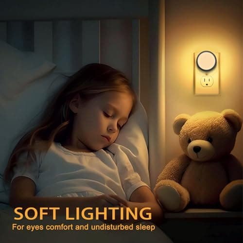 Night Lights Plug into Wall, Night Light with Dusk to Dawn Sensor, Soft White 3000K, Compact Plug in Nightlight for Kids, Adults, Bedroom, Bathroom, Hallway, 2-Pack - Thumbnail 2
