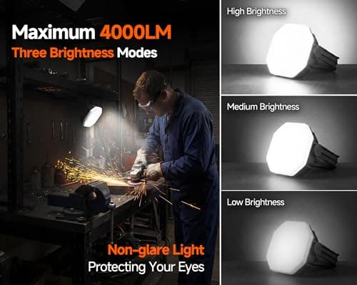 DANCINGBOAR 4000LM Camping Light Rechargeable, 3 Lighting Modes, 30W Portable Tent Light with Magnet, IP65 Waterproof Hanging Light for Camping, Hiking, Emergency, Hurricane, Power Outages (Black) - Thumbnail 6