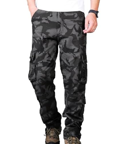 BAYAMO Mens Camo Cargo Pants Military Fatigue BDU Pant Hunting Combat Work Hiking Casual Pants with 8 Pockets (Camo Black,40) - Thumbnail 4