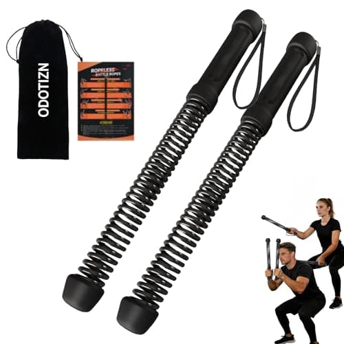 Ropeless Battle Ropes for Home Gym for Men & Women, Portable Cordless Weighted Workout Rope Set with Storage Bag & Workout Guide, Cordless Battle Ropes Alternative for HIIT Cardio(Black) - Image 1