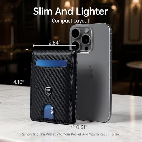 Gostwo Slim Wallet for Men, Minimalist Money Clip Card Wallet, RFID Blocking Bifold Mens Wallet, Front Pocket Credit Card Holder with ID Window, Gifts for Him, Carbon Fiber Black - Thumbnail 4