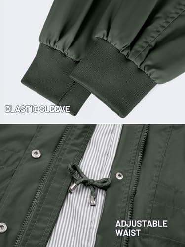 PITINAN Waterproof Jackets For Women Lined Womens Raincoats Waterproof With Hood Cute Womens Rain Jacket Long Rain Coats For Women Spring Fall Coats Dark Green M - Thumbnail 5