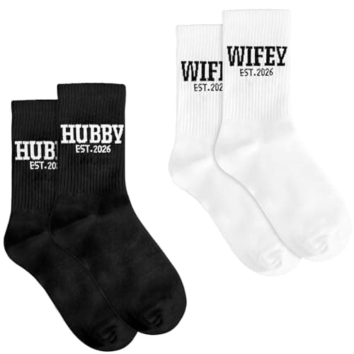 FUIPET Hubby and Wifey Socks 2026 - Wedding Engagement Honeymoon Bridal Shower Gifts for Couples, Husband and Wife Gifts for Newlywed Couple - Image 1