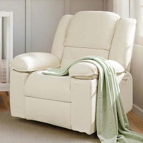 FLEXISPOT Swivel Rocker Recliner Chair for Adults, Massage Recliner Rocking Chair Nursery, 360° Swivel Nursery Glider for Living Room Bedroom, Beige (XRC2) - Thumbnail 6