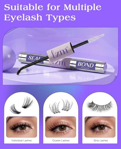 LZM Bond and Seal Lash Glue Long-Lasting 72H Lash Bond and Seal Waterproof Strong Adhesive Easy to Use Eyelash Cluster Glue (5ml+ 5ml 13) - Thumbnail 6