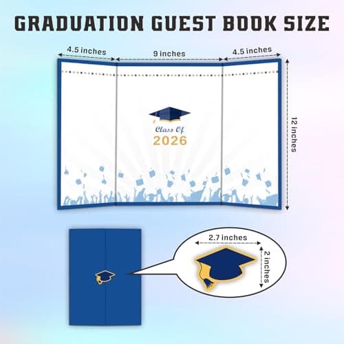 DYIRBIIY 18"X12" Graduation Signature Board - Class of 2026 - Grad Guest Book Alternative for College & High School Students, Congrats Graduate Gift, Party Favors & Decors(Blue) - A10 - Thumbnail 2