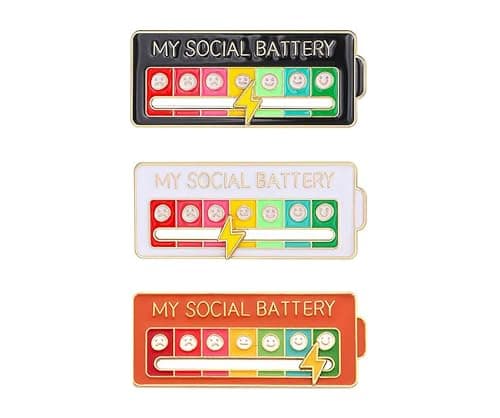 3PCS Social Battery Pin, My Social Battery Slider Pin, Cute Funny Interactive Brooch Pin, Functional Mood Enamel Pins 7 Days a Week for Clothing Decoration Backpacks Bags Hats Gifts