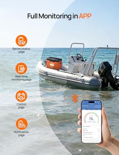 ECO-WORTHY 12V 100AH LiFePO4 Lithium Battery with SOC Display, Upgrade 2.0 with built-in Bluetooth, 100A BMS with Low-Temp Protection, Suitable for RV, Camping, Solar Off-Grid trolling motor - Thumbnail 6