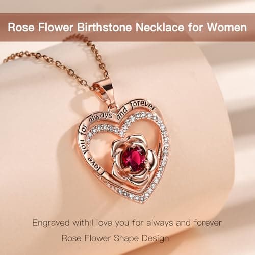 Birthday Gift for Women, Wife Birthsday Gift Ideas,30th 40th 50th 60th Birthday Gifts for Her,Rose Heart Birthstone Pendant Necklaces Anniversary Valentine Jewelry Gifts for Girlfriend,July - Thumbnail 4