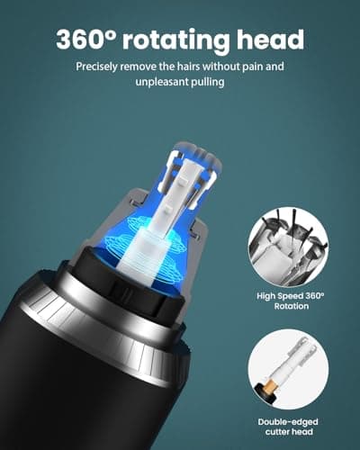 Ginity Ear & Nose Hair Trimmer with LED Display for Men Women,Painless USB Rechargeable Eyebrow & Facial & Nose Hair Trimmer Clipper,Professional IPX7 Waterproof Dual Edge Blades - Thumbnail 6
