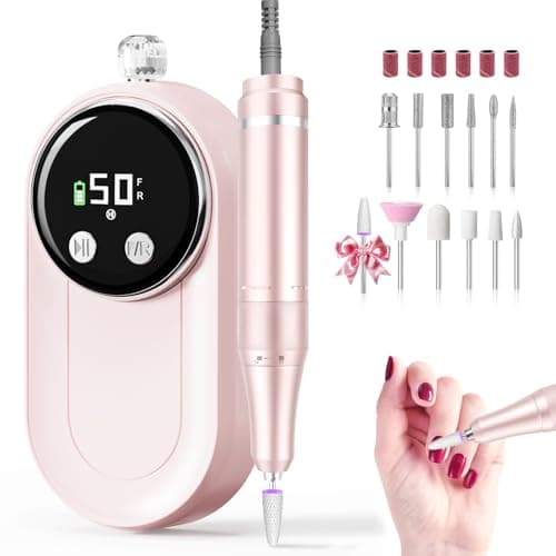 FLORAVIC High Speed Nail Drill for Acrylic Removal, 50,000 RPM Pro E-File with LCD, Bits Kit & Anti Slip Pad, MG101L Quick Gel Removal, Precise Shaping, Portable for Nail Art Practice & Salon Use
