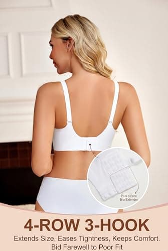 Avidlove Seamless Bras for Women No Underwire Bra Wireless Padded Bralette Support No Show Bras White L - Thumbnail 2