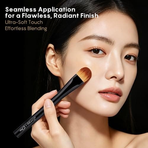 AINOCHI Flat Liquid Foundation Brush,Professional Soft-Focus Under Eye Concealer Brush with Premium Synthetic Fiber Blend for High-End Base Makeup,Precision Detail Highlighter & Flawless Blending,1pc - Thumbnail 2