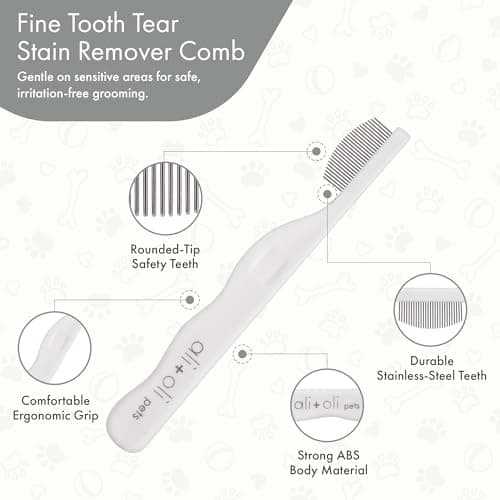 Ali+Oli Pets Eye Comb for Dogs & Cats – Fine Tooth Tear Stain Remover Comb – Pet Face Grooming Comb for Removing Eye Gunk, Debris & Tear Stains - Thumbnail 6
