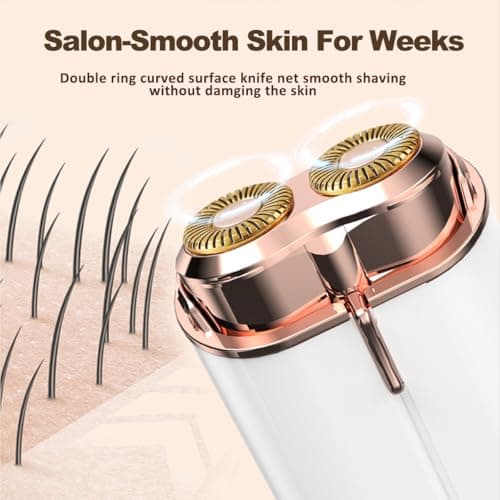 Facial Hair Removal for Women Face, Painless Lady Shaver with LED Light, USB Rechargeable,Dual-Blade Design, Portable Electric Razor Hair Remover Device for Arms/Underarm/Peach Fuzz - Thumbnail 3