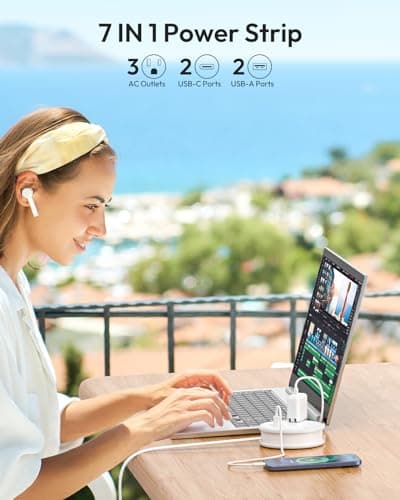 NTONPOWER Travel Power Strip, Travel Essentials, Cruise Essentials 2026 3 Outlets 4 USB Ports(2 USB C), 4FT Wrapped Around Extension Cord for Travel Cruise Ship Beach Vacation Essentials White - Thumbnail 3
