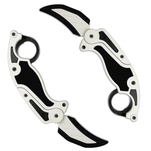Fidget Claw Toy with Soft Silicone Blade, Plastic Karambit Practice Toy for Finger Spinning, 3D Printed Style Folding Pocket Spinner for Teens and Adults (Black) - Image 1