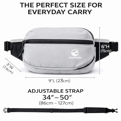 XENLYN GEAR Waist Pack for Men & Women, Premium Water-Resistant Textured Fabric Fanny Pack, Lightweight Crossbody Belt Bag with Hidden Pocket, Stylish Everyday Travel Hiking Running - Thumbnail 3