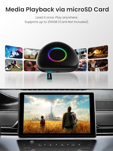Wireless Carplay Adapter ATOTOOUT Magic AI Box - CarPlay & Android Auto Adapter, 8GB+128GB Android Car Video Box with Built-in 4G/ Wi-Fi/Dual Bluetooth/USB, Built-in GPS, microSD Playback, OTA, CB6D - Thumbnail 5