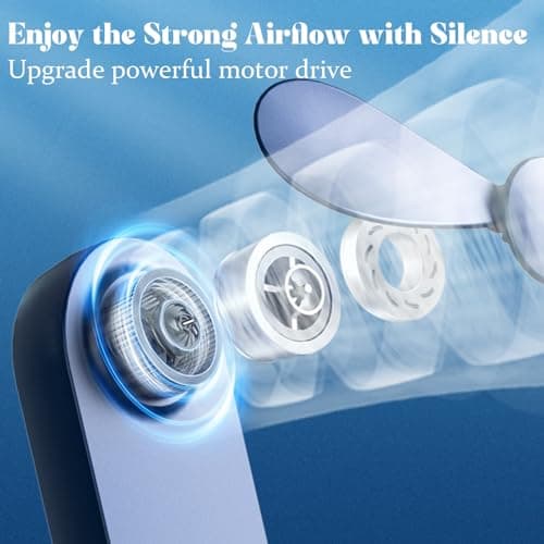 Lerat Portable Handheld Fan, 2 IN 1 Mini Hand Fan, Battery Operated [8-15 Working Hours], USB Rechargeable Personal Foldable Fan for Indoor, Small Pocket Fans Travel Essentials for Outdoor (Blue) - Thumbnail 3