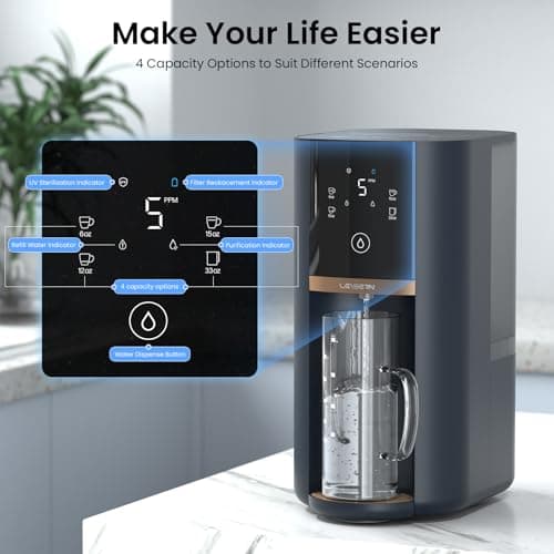 Leysern Countertop Reverse Osmosis Water Filter, 5 Stage RO Water Filtration System with UV, 4:1 Pure to Drain, Innovative 360° Swivel Base, Portable No Installation Water Purifier with Water Pitcher - Thumbnail 5