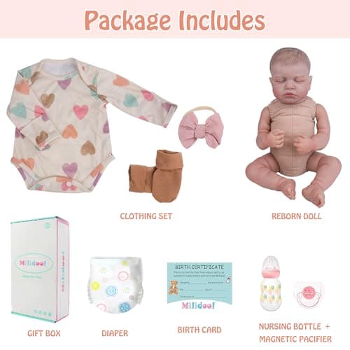 Milidool Realistic Reborn Baby Dolls - 20 Inch Cute Soft Vinyl Newborn Baby Doll Poseable Real Life Baby Dolls with Complete Accessories Toy for 3+ Years Old Girls Gifts, Pretend Play, Collection - Thumbnail 6