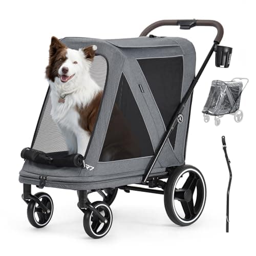 Beberoad Dog Stroller for Large Dogs, Pet Stroller Dog Bike Trailer 2-in-1, R7 All-Terrain ER Tires with Shock Absorption, One-Second Fold, 360° Mesh Windows, Detachable & Washable Waterproof Fiber - Image 1