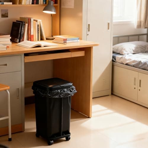 UUFCTY Collapsible Trash Can Camping Portable Garbage Bin Holder Stand with Wheels Plastic Outdoor Trash Can with Lid for Outside Indoor, Black - Thumbnail 3