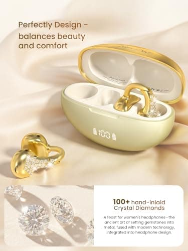JewelPods C3 Wireless Bluetooth Earbuds, Jeweled Open-Ear Headphones, Gold - Thumbnail 2