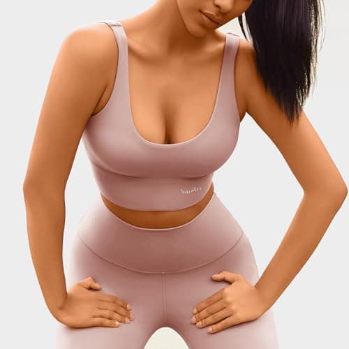 BaseTry High Impact Sports Bra for Women - Padded Seamless Support Bra for Yoga Gym Workout Fitness -Criss Cross Back High Support Running Bra (US, Alpha, Small, Regular, Regular, PinkRedBlack) - Thumbnail 2