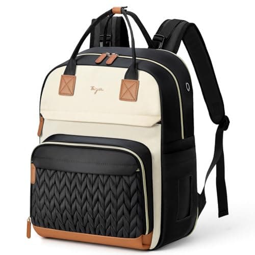Tonyeee Diaper Bag Backpack - Extra Large Diaper Backpack for 2 Kids Twin, Travel Baby Bags for Mom Dad 25-37L Expandable with Changing Pad, Quilted Beige Black - Image 1