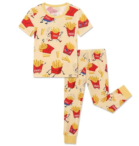 NewSeed Kids 2-Piece So Soft 2-Piece Playtime Set – Short Sleeve Crew Neck Top with Matching Leggings, Little to Big Kids (Fun Fries, 2Y) - Image 1