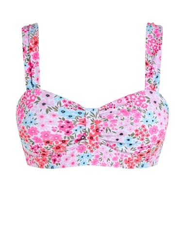 ZAFUL Push Up Bikini Top for Women Bra Padded Bathing Suit Top Retro Bathing Suit Swim Top Only 2026 (Pink Floral XS) - Image 1