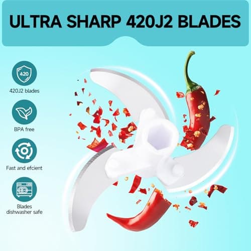 Ziweaye Manual Food Processor Vegetable Chopper, Portable Hand Pull String Garlic Mincer Onion Cutter for Veggies, Ginger, Fruits, Nuts, Herbs, etc., 500ml,（Gray-blue） - Thumbnail 4