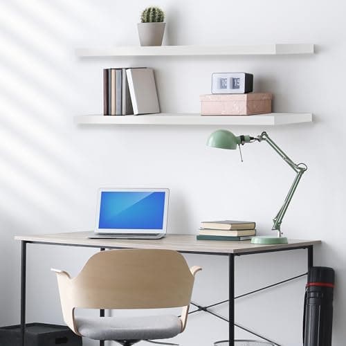 Sorbus Floating Shelves for Wall - 35 Inch Long Bathroom Shelves, Wall Decor for Bedroom, Kitchen, Living Room & Book Storage - Mounted Floating Shelf with Invisible Brackets (White, 3 Pack) - Thumbnail 5