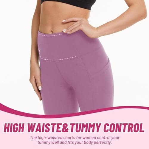 CAMPSNAIL 4 Pack Biker Shorts Women with Pockets – 5"/8" High Waist Tummy Control Workout Gym Yoga Running Compression Shorts - Thumbnail 5