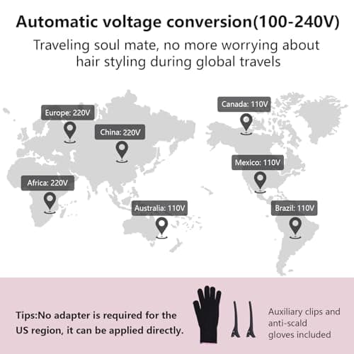 Valentine's Day Gift for Her: 2-in-1 Curling Iron & Straightener with Ceramic & Argan Oil, 30s Fast Heat, 3 Temp Settings (325-410°F), Auto Shut-Off, Dual Voltage 110-240V Travel Hair Styler for Women - Thumbnail 3