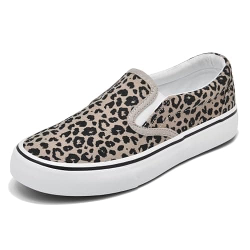 Low-Top Slip on Classic Canvas Shoes for Women,Comfortable Casual Fashion Sneakers for Shopping, Dog Walking, or Party Leopard - Image 1