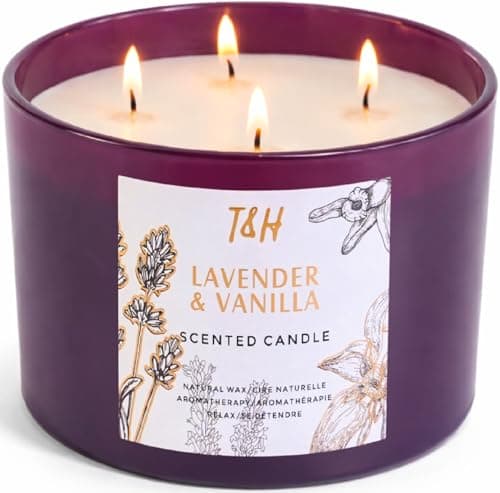 Lavender Vanilla Scented Candle | Large 4-Wick Soy Candle for Home 20 oz | Calming Aromatherapy Candle | Long Lasting Clean Burn | Relaxing Gift for Women & Men - Image 1