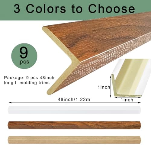 9Pcs 48" Wall Corner Protector,Pre-Cut Wall Corner Protector Guard Protection,Wood Grain Corner Trim for Door,Window Frames,Wooden Wall Edges(9Pcs-Walnut) - Thumbnail 2