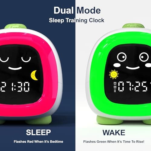 ANALOI Alarm Clock for Kids, Kids Alarm Clock Ok to Wake Cute Night Light for Bedroom, Toddlers Sleep Training Clock Stay in Bed, Dinosaur Birthday Gift for Kids Boys Girls - Thumbnail 2
